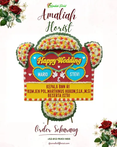 Karangan Papan Bunga Pernikahan di Kembanglimus